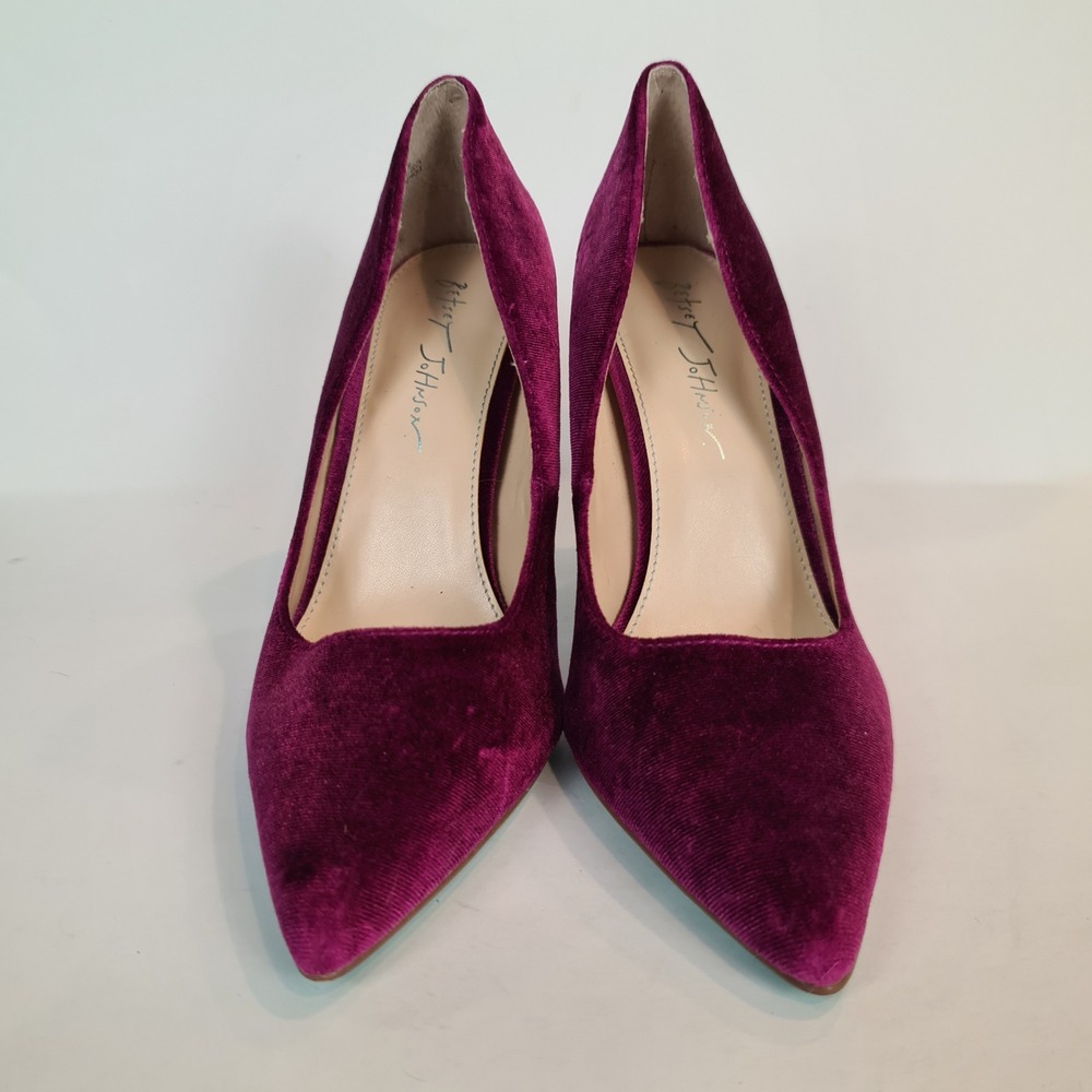 Betsey Johnson CORIE Magenta Velvet Crystal Embellished Block Heel Pumps 9M Prom - Picture 8 of 8